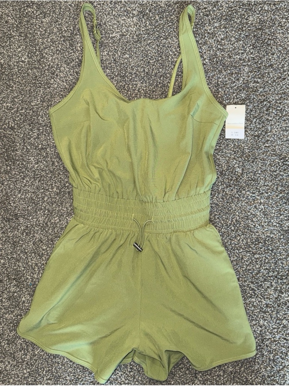 Abercrombie & Fitch Olive Green Smocked-Waist One-Piece